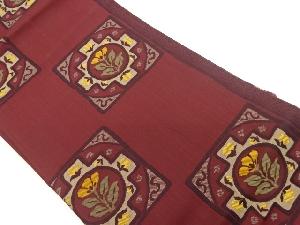 色紙に抽象草花模様織出し名古屋帯